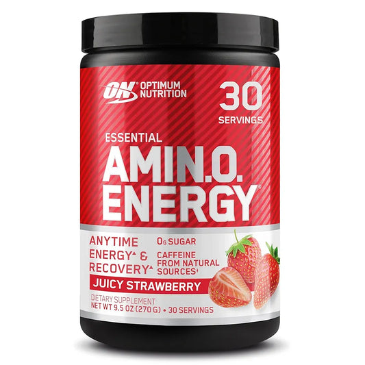 Optimum Nutrition Amino Energy - Pre Workout with Green Tea, BCAA, Amino Acids, Keto Friendly, Green Coffee Extract, Energy Powder - Juicy Strawberry Burst, 30 Servings 