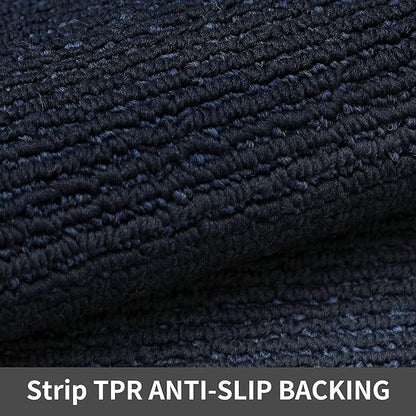 COSY HOMEER 24x35 Inch/24X60 Inch Kitchen Rug Mats Made of 100% Polypropylene Strip TPR Backing 2 Pieces Soft Kitchen Mat Specialized in Anti Slippery and Machine Washable,Navy