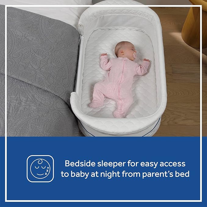 Sealy Baby Cozy Cool Breathable Airy 2-in-1 Baby Bassinet & Bedside Sleeper, Bedside Bassinet for Baby, Cooling, Height Adjustable, Stand-Alone or Bedside Sleeper, Drop-Down Panel for Easy Access