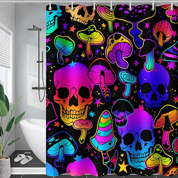 AILONEN Rose Flower Shower Curtain,Colorful Rose Flower Bath Curtain for Kids Girls Women,Modern Romantic Floral Flower Print Polyester Waterproof with 12 Plastic Hooks 36" W*72" H