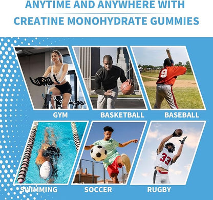 1 Pack Creatine Monohydrate Gummies for Men & Women, Chewable Creatine Monohydrate for Muscle Strength & Growth, Muscle Builder, Energy Boost, Pre-Workout Supplementm, Vegan, 60 Counts