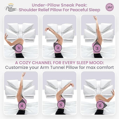 Medium Soft Support. Ergonomic Arm Holes Positioner. Bed Side Sleeper. Cervical Neck, Shoulder & Rotator Cuff Pain Relief. Fully Adjustable. Down Alternative Siliconized Fiber Fill