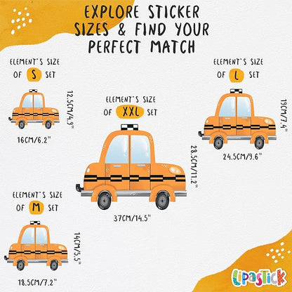 Car Wall Decals for Kids by Lipastick - Transports Wall Stickers Peel and Stick Truck Stickers - Wall Decals for Boys Kids Baby Room - Construction Cars City Wall Decor Removable S Size
