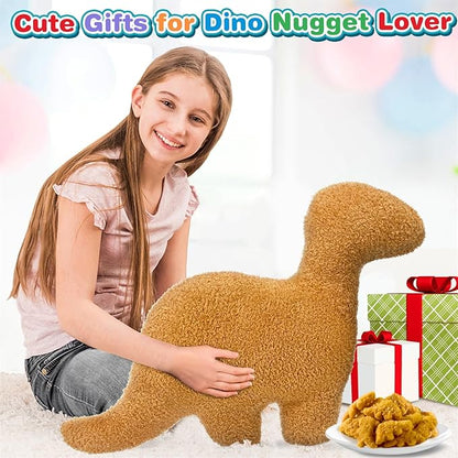 Large Dino Nugget Pillow, Dinosaur Chicken Nuggets Plush Funny Gifts for Teen Boys Girls, Fun Throw Pillows Cute Room Decor for Teens Adults Dinosaur Gifts (Large, Brontosaurus)