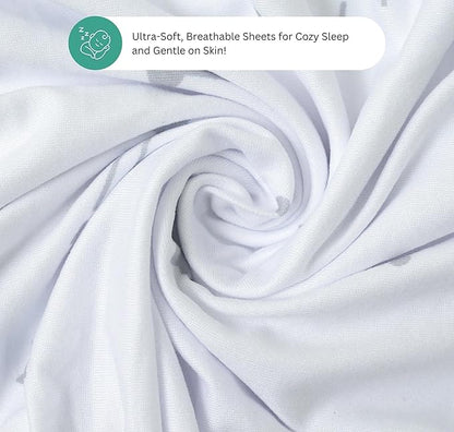 TansyPanda Bassinet Sheets for Halo Bassinest Swivel, Flex, Glide, Premiere and Luxe Series Sleeper, Pack of 3, 33 X 17 Inch, Ultra Soft, Snug Fit, Unisex Boys Girls, Gray White (Moon, Stars, Clouds)