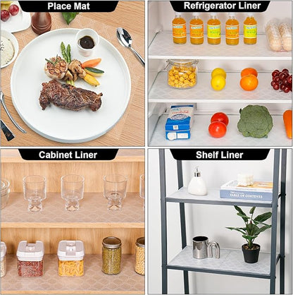 Cooyes Shelf Liner Drawer Liners, Shelf Liners for Kitchen Cabinets, Non Adhesive Cabinet Liner, EVA Waterproof Oil-Proof Non-Slip Refrigerator Liners for Shelves (Transparent, 12 Inches x 10 FT)