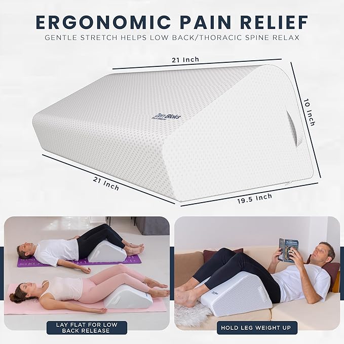 Leg Elevation Pillow Foam Wedge 10"- Ergonomic Lower Back Pain Relief - Knee Bed Pillow for Leg Pain - Post Workout Recovery, Circulation, Firm Support, Plush Removable Cover(Medium 10")