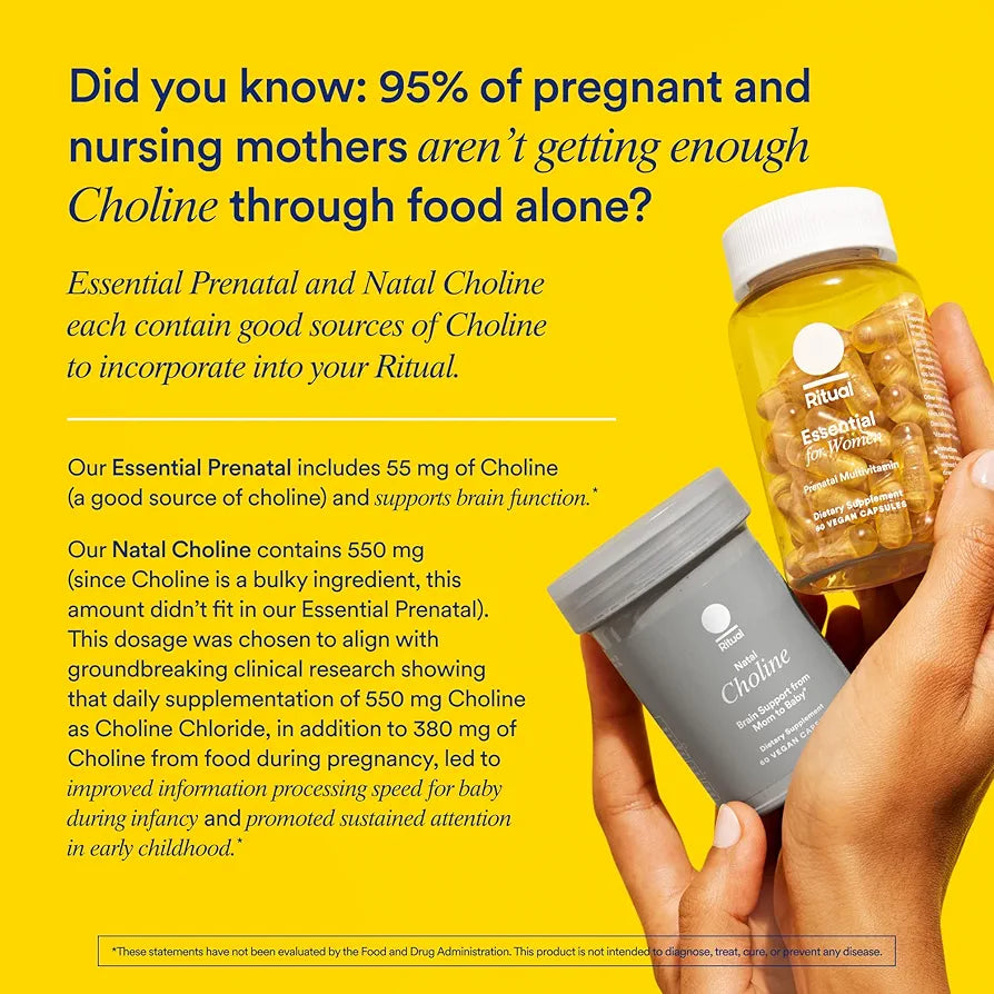 Ritual Essential for Women Prenatal Multivitamin: Folate & Choline for Neural Tube Support, Omega-3 DHA for Fetal Brain Development, Iron, Calcium-Helper D3 & K2, Non-GMO, Vegan, Mint, 30 Days