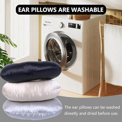 Ear Piercing Pillow for Side Sleepers - CNH Pillow with Ear Hole for Pain Relief, Pressure Sores & Inflammation - Donut Earring Pillow for Sleeping, Headphones & Tinnitus Support (Black)