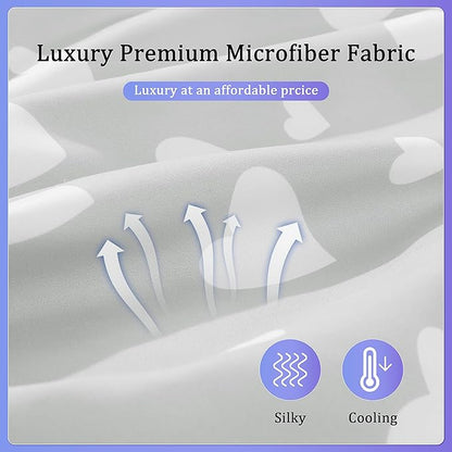 Floral Soft Pregnancy Pillow Cover (ONLY Pillowcase), C Shaped Luxurious Velvet Maternity Pillow Cover with Hidden Zip, Warm Large Pillow Protector for Side Sleeper, Grey, 60x34 in