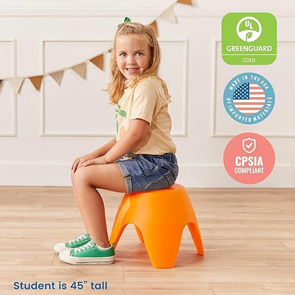 ECR4Kids Ayana Stool Set, Flexible Seating, Orange, 4-Pack