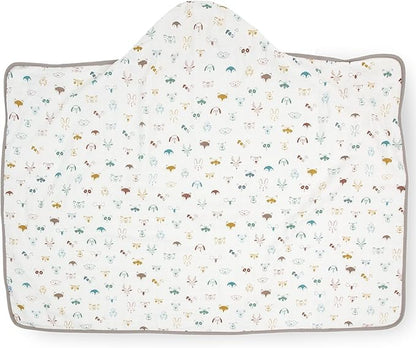 Little Unicorn Cotton Muslin & Terry Hooded Towel, Larger Size 1-6 Years (Animal Crowd)