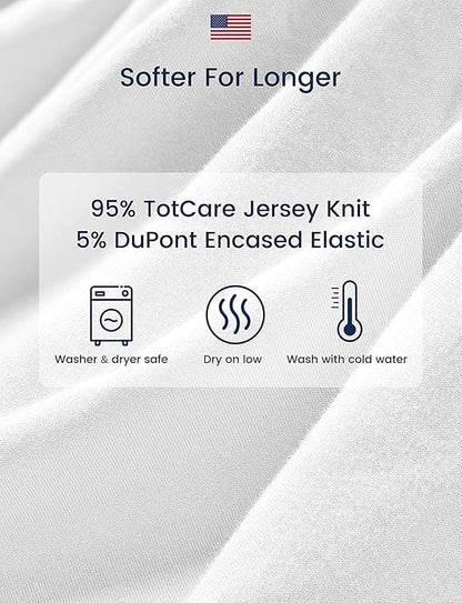 TotAha Premium Soft Bassinet Sheet for Boy Girl, Super Stretchy Jersey Knit Bassinet Fitted Sheet, Compatible with Halo, Maxi COSI, Mika Micky, SNOO, and Other Bassinet, 2 Pack (Sea Animal)