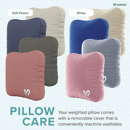 Calmier - 9 lb Sensory Weighted Pillow - Glass Bead Filled Hug Pillow - Ultra Plush Cozy Weighted Pillows for Adults and Kids - Child Sensory Pillow - Weighted Lap Pad (Blue - Minky, 9 LBS)