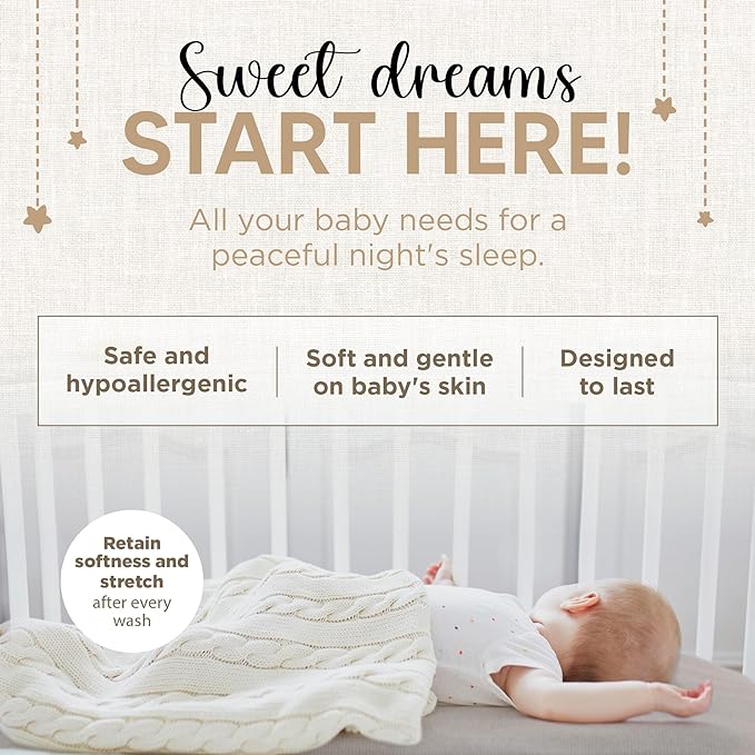 Bassinet Fitted Sheets - Compatible with Fodoss, Mika Micky & Dream on Me Poppy Traveler Bassinet | 100% Organic Jersey Cotton - White + Grey | 32x19 (2 Pack)