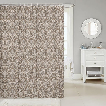 Feelyou Damask Pattern Shower Curtain 72"x72" Kids White Vintage Floral Bathroom Shower Curtain Set for Boys Girls Teens Antique Victorian Baroque Bath Curtain Baroque Style Bathroom Accessories