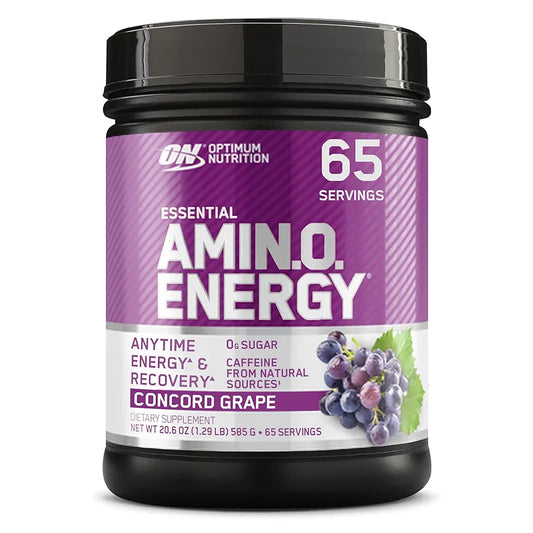 Optimum Nutrition Amino Energy - Pre Workout with Green Tea, BCAA, Amino Acids, Keto Friendly, Green Coffee Extract, Energy Powder - Concord Grape, 65 Servings 