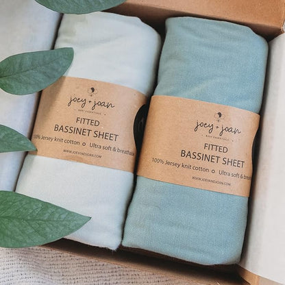 Bassinet Fitted Sheets Compatible with Arms Reach Cosleeper Versatile, Clear-Vue, Cambria and Mini– Snuggly Soft 100% Jersey Cotton – Light + Dark Sage Green – 2 Pack – Not for Ideal Ezee