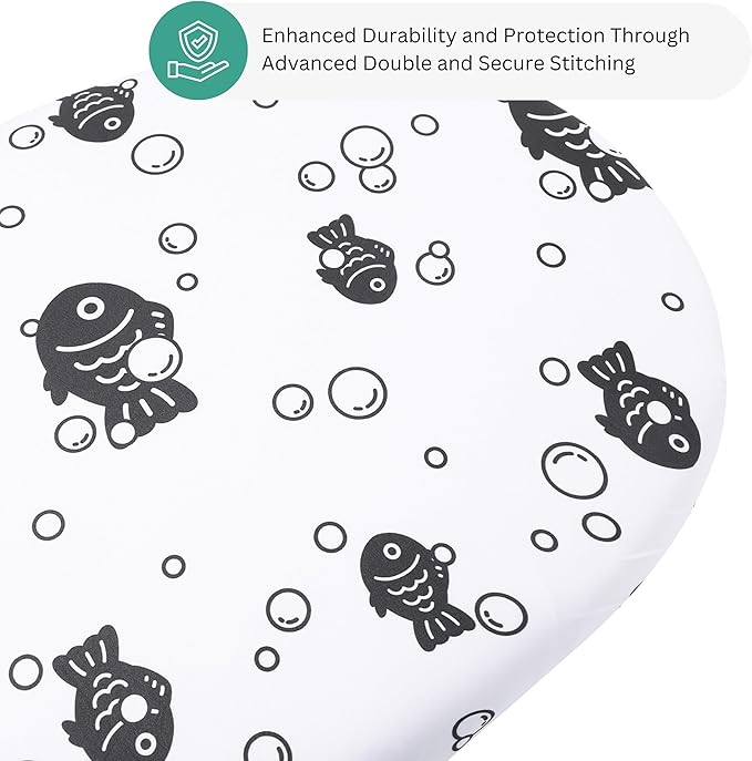 TansyPanda Bassinet Sheets for Dream On Me Karley, Lacy, Small Regalo Basics, Baby Delight Slumber, Snuggle Nest, Graco Carry Cot, 4PC, 16 x 32, Ultra Soft, Unisex Boys Girls, Gray (Ocean Fish Theme)
