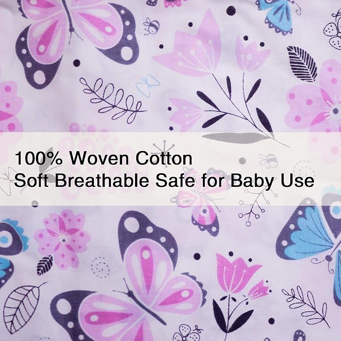 Premium Cotton Butterfly Bassinet Sheets, Fit for Halo Bassinest Swivel Sleeper, 2 Pack Hourglass Bassinet Mattress Sheet Set for Girl, Soft Breathable Safe, Pink Stars Butterfly