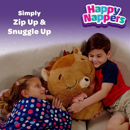 Happy Nappers Pillow & Sleepy Sack Large Triceratratops Comfy, Cozy, Compact, Super Soft, Warm, All Season, Sleeping Bag with Pillow