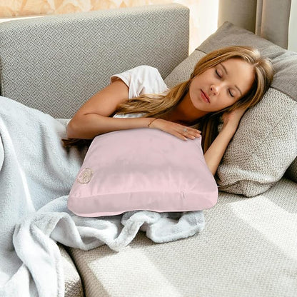 Plush Weighted Pillow 9lbs - Enhances Relaxation and Comfort with Ultra Plush Cooling Fabric - Cool Alternative to Weighed Blanket - Glass Beads Weight, Machine Washable (Velvet, Pink)