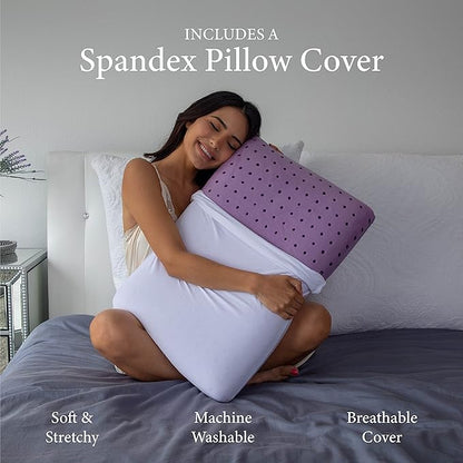 Pharmedoc Cooling Memory Foam Pillows, 2 Pack, Ventilated Lilac Dreamer Bed Pillow, Reading and Bed Rest Pillows, Standard, Back Sleeper and Side Sleeper Support, Sleeping Pillows for Adults