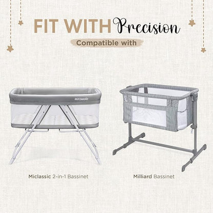 Bassinet Fitted Sheets - Compatible with MiClassic and Milliard Bassinet |100% Organic Muslin Cotton - Light Blue + Dark Blue | 35x20 (2 Pack)