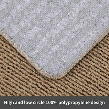 COSY HOMEER 24x35 Inch/24X60 Inch Kitchen Rug Mats Made of 100% Polypropylene Strip TPR Backing 2 Pieces Soft Kitchen Mat Specialized in Anti Slippery and Machine Washable,Beige