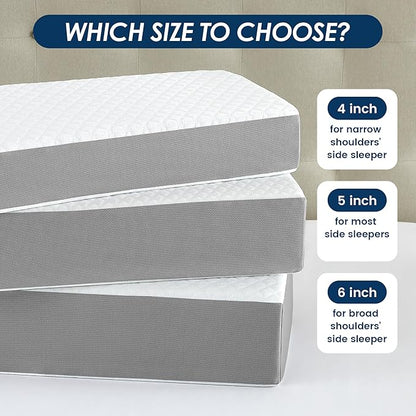 Cooling Cube Pillow for Side Sleepers, Square Memory Foam Side Sleeper Pillow Firm Soft Double-Sided Supportive, Support Head Neck Shoulder for Pain Relief Cervical Pillow, 24"x12"x6"