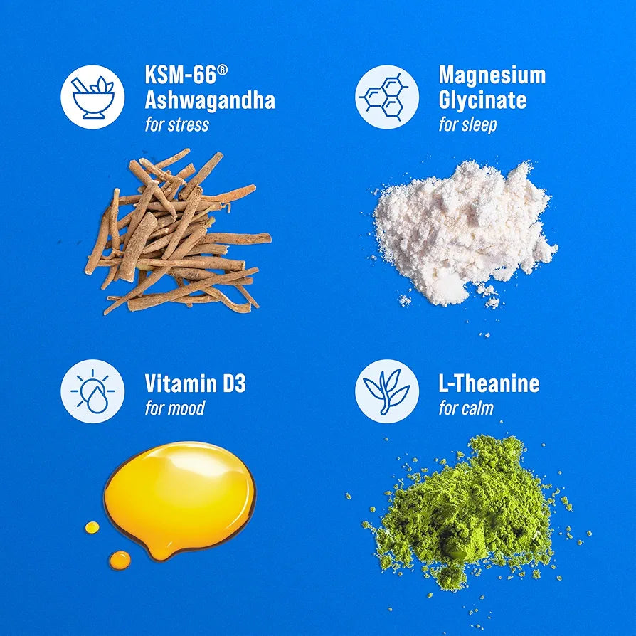 Supercalm Drink Mix -Ashwagandha KSM 66, Magnesium Glycinate & L-Theanine Supplement, Vitamin D3- Ashwagandha Root Extract- Focus and Relaxation Support - Blackberry Basil Lemonade