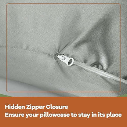 HOMBYS Silky Satin Pregnancy Pillow Cover (ONLY Pillowcase), Luxurious Smooth Maternity Pillow Cover, U Shaped Soft & Breathable Large Pillow Protector for Side Sleeper, 58.6" L x 30.9" W, Dark Grey