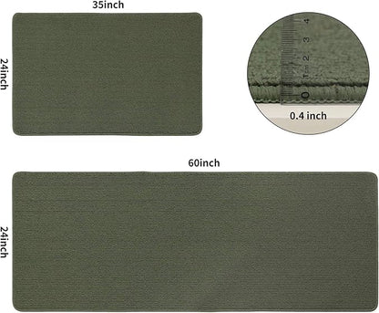 COSY HOMEER 24x35 Inch/24X60 Inch Kitchen Rug Mats Made of 100% Polypropylene Strip TPR Backing 2 Pieces Soft Kitchen Mat Specialized in Anti Slippery and Machine Washable,Green
