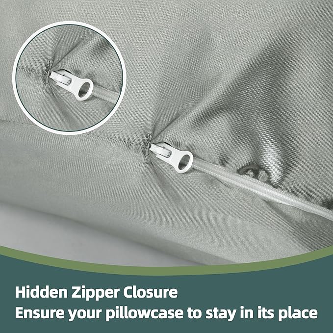 Silky Satin Pregnancy Pillow Cover (ONLY Pillowcase), U Shaped Luxurious Smooth Maternity Pillow Cover, Soft & Breathable Large Pillow Protector with Hidden Zip for Side Sleeper, Dark Grey