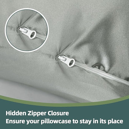 Silky Satin Pregnancy Pillow Cover (ONLY Pillowcase), U Shaped Luxurious Smooth Maternity Pillow Cover, Soft & Breathable Large Pillow Protector with Hidden Zip for Side Sleeper, Dark Grey