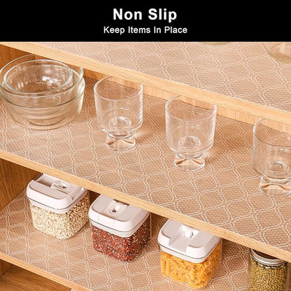 Cooyes Shelf Liner Drawer Liners, Shelf Liners for Kitchen Cabinets, Non Adhesive Cabinet Liner, EVA Waterproof Oil-Proof Non-Slip Refrigerator Liners for Shelves (Transparent, 17.7 Inches x 6.6 FT)