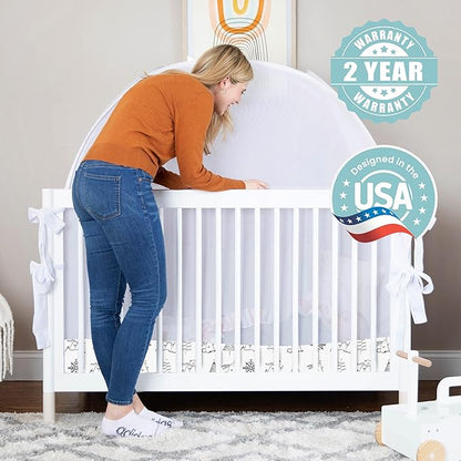 Pop Up Crib Tent, Fine Mesh Netting Cover to Keep Baby from Climbing Out, Falls and Mosquito Bites, Safety Net, Canopy Netting Cover - Sturdy & Stylish Infant Crib Topper - Winter Vibes