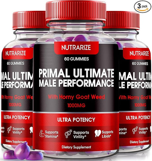 (3 Pack) Primal Ultimate Gummies, Official PrimalUltimate Performance Supplement, The Key to Regain Confidence, Premium Gummy, Official Prime Ultimate Reviews (180 Gummies)