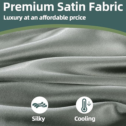 Silky Satin Pregnancy Pillow Cover (ONLY Pillowcase), U Shaped Luxurious Smooth Maternity Pillow Cover, Soft & Breathable Large Pillow Protector with Hidden Zip for Side Sleeper, Dark Grey