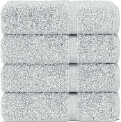 Chakir Turkish Linens |Hotel & Spa Quality 100% Cotton Premium Turkish Towels | Soft & Absorbent (Silver Gray, Bath Towel - Set of 4)