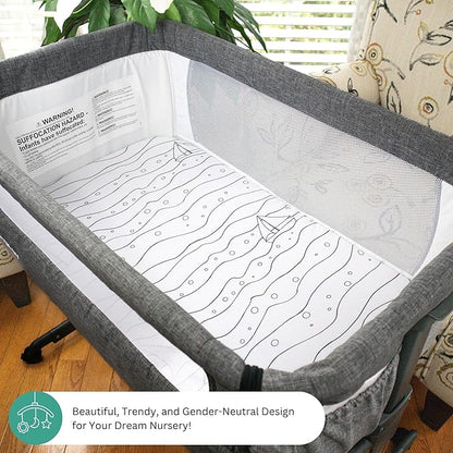 TansyPanda Bassinet Sheets for Mika Micky, Cuddor, Evolur Bedside Sleeper, Pack of 3, 19 x 32 Inch, Ultra Soft, Breathable, and Snug Fit, Unisex Boys and Girls, Gray and White (Ocean Fish Theme)