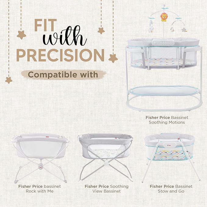 Bassinet Fitted Sheets - Compatible With Fisher Price Bassinet Soothing Motions, Stow and Go, Rock with Me & Soothing View Bassinet | 100% Organic Muslin Cotton - Light Pink + Dark Pink | 32x16 2 Pack